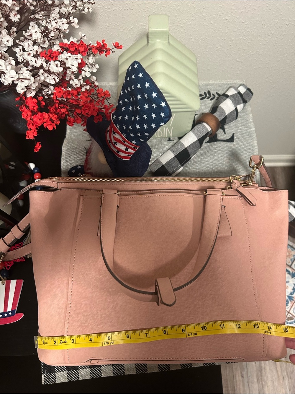 TUMI Blush Pink Varek Park Leather Tote/Laptop Bag with Adjustable Strap - Picture 5 of 16